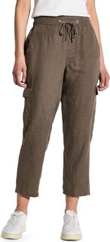 Street One Linnen damesbroek in cargo-look, Acron Brown, 36W / 28L