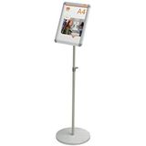 Nobo A4 Standaard met Clicklijst, Vrijstaand Posterframe, Verstelbare Hoogte, Draagbaar, Aluminium Frame, Premium Plus, Zilver, 1902383