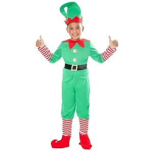 Rubies Elfkostuum voor kinderen, trui met broek, riem, laarsmanchetten en muts voor Kerstmis, elf, schoolfuncties, kerstman (maat XXS van 3 tot 4 jaar)