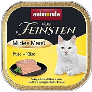 animonda Vom Feinsten Adult Mild menu kalkoen + kaas (32 x 100 g), natvoer voor gevoelige katten, kattenvoer zonder granen en suiker, licht verteerbaar voer met kalkoenvlees