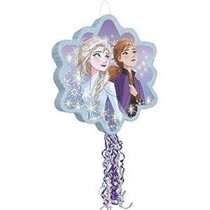 Unique 66445 Sneeuwvlok-vormige Disney Frozen 2 Pull String Drum Pinata | Elsa en Anna | 1 st