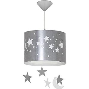 Homemania HOMAX_4233 Hanglamp Starlight zilver, wit van metaal, kunststof, glas, 31,5 x 31,5 x 80 cm