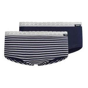 Skiny Girls Panty 2-pack CottonLace Multipack, Navyivory Stripes Selection, 140 cm