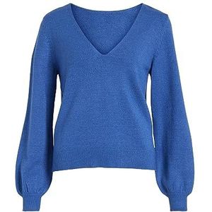 VIRIL REV V-hals L/S TOP - NOOS, Lapis Blue/Detail: Dark Melange, XXL