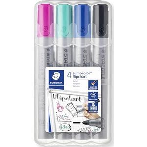 STAEDTLER 356 WP4-1 Lumocolor Bullet Tip Flipchart Markers - Verschillende kleuren (Pack van 4)