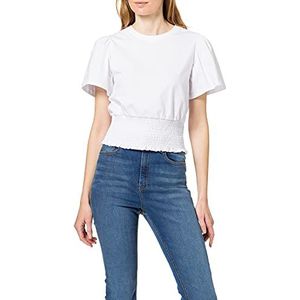 NA-KD Smocked T-shirt voor dames, Kleur: wit, XS