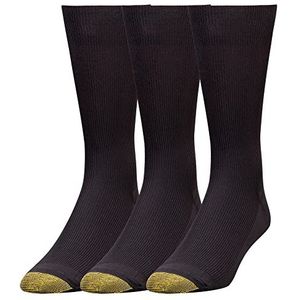 GOLDTOE Men's Metropolitan Crew Dress Socks, 3-Pairs, Black, Shoe Size: 6-12.5