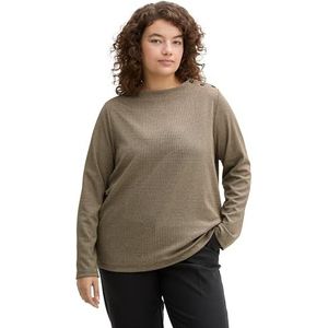 TOM TAILOR Plussize sweatshirt voor dames, 36987 - Cargo Beige Mini Pepita, 46 grote maten