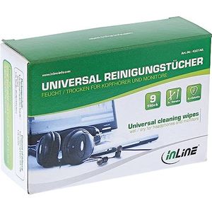 InLine® universele reinigingsdoekjes nat/droog voor koptelefoon en monitors