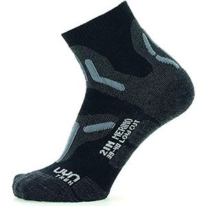 UYN Dames Lady Trekking 2IN Merino Low Cut Socks wandelkous, zwart/grijs, eenheidsmaat