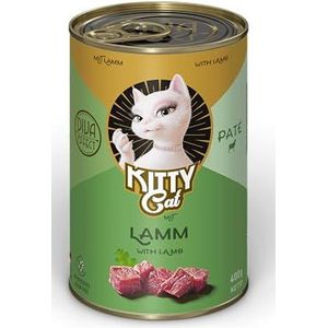 KITTY Cat Paté lam, 6 x 400 g, natvoer voor katten, graanvrij kattenvoer met taurine, zalmolie en groenlipmossel, compleet voer met een hoog vleesgehalte, Made in Germany