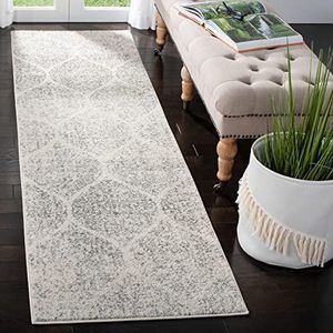 Safavieh Hedendaags tapijt voor woonkamer, eetkamer, slaapkamer - Madison Collection, korte pool, ivoor en zilver, 69 x 244 cm