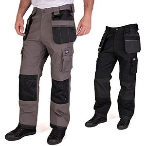 Lee Cooper Heren Premium Multi & Holster Pocket Kneepad werkveiligheidsbroek cargobroek, grijs/zwart, 38 inch taille korte pijpen