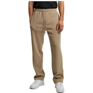 Urban Classics Jacquard-joggingbroek voor heren, brede sweatpants, casual joggingbroek van jacquard, losse pasvorm, maten S-5XL, Unionbeige, 3XL