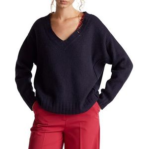 United Colors of Benetton T-shirt met V-hals M/L, Blauw, S