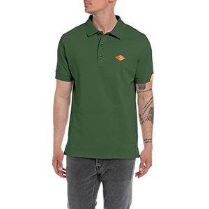 Replay Poloshirt voor heren met korte mouwen, regular fit, van katoen met stretch, Groen 136, XS