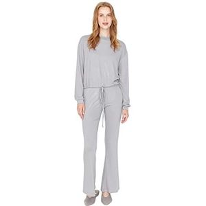 Trendyol Dames Dames Effen Gebreide Pyjama Set (Pack van 2), Antraciet, M