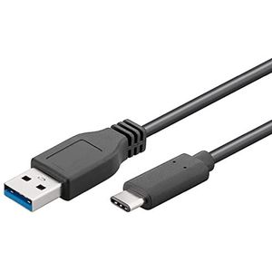 Goobay 71221 SuperSpeed 3.1 USB C -> USB 3.0 (type A) oplaadkabel, datakabel, ondersteunt opladen & Sync, 3-voudig afgeschermd, 2 m, zwart