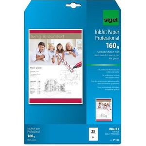 SIGEL IP186 InkJet Paper, gecoat, wit, 160 g/m², A4, 25 vel