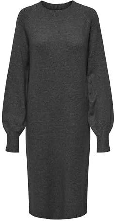 Jdy Rue Life L/S Maxi Dress KNT, dark grey melange, XL