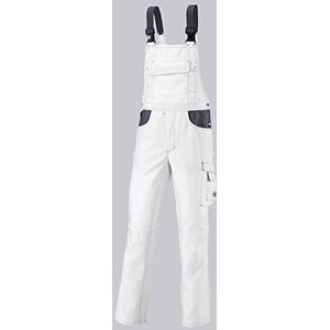 BP Workwear 1790-555-21 tuinbroek - stretch-bretels met kunststof clipsluitingen - verstelbare tailleband - 65% polyester, 35% katoen - normale pasvorm - maat: 58n - kleur: wit/donkergrijs