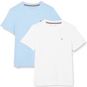 Tommy Hilfiger Jongens 2P Cn Tee Ss Wit/Well Water Blauw 12 Jaar, Wit/Well Water Blauw, 12-14 jaar