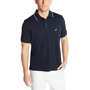 Nautica Klassiek poloshirt met korte mouwen en dubbele kraag voor heren, Donkerblauw, 5X