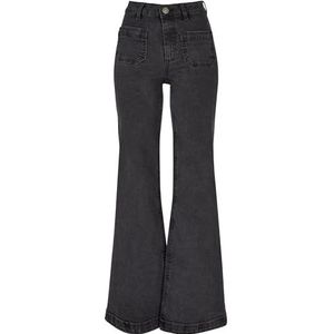 Urban Classics Damen Hose Ladies Vintage Flared Denim Pants black washed 34