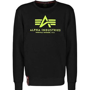 Alpha Industries Basis Neon Print Sweatshirt voor Mannen Black/Neon Yellow