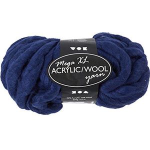 Grof garen van acryl/wol, L: 15 m, donkerblauw, mega, 300g
