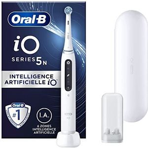 Oral-B iO5N Elektrische tandenborstel met oplaadbare handgreep, iO-artistieke intelligentie, 1 kop en reishoes, wit