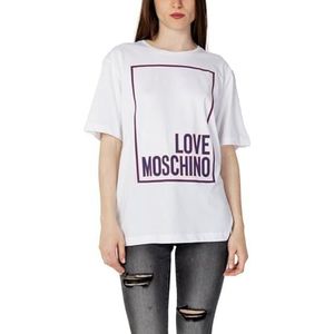 Love Moschino T-shirt met grote mouwen, wit, look 46 voor dames, Wit (optisch), 42