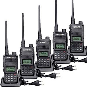 Retevis RT85 Walkie Talkie, draagbare draagbare dual-band 2-weg radio, professionele 2m / 70cm transceiver met VOX, DTMF, 200CH Walkie Talkie Long Range voor magazijn, fabriek (zwart, 5 stuks)