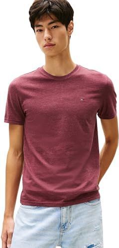 TOMMY JEANS Heren TJM XSLIM Jaspe HTR TEE EXT DM0DM20363, rood, XS, Rood (Rode Wijn Htr), XS