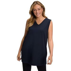 Ulla Popken Dames grote maten plus size top top basic, tanktop top, V-hals, losse snit, Donkerblauw, 42-44