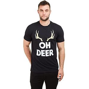 Game On Heren Oh Deer T-shirt met korte mouwen, Zwart, L
