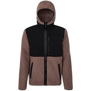 Rock Experience REMC02801-C951 Savoonga Hoodie FZ Man Fleece Heren Shirt met lange mouwen 0274 Deep Taupe+0208 Caviar S