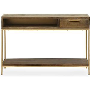 Menzzo Firmin tafel, goud/bruin, 120 x 34 x 80 cm