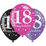 Amscan 9900874 - Roze sprankelende viering 18e verjaardag 11 inch latex ballonnen - 6 stuks