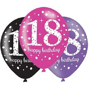 amscan Volwassen Roze Viering 18e Verjaardag Latex Ballonnen (PKT)