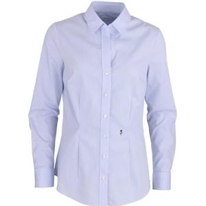 Seidensticker - Damesblouse - Blauw - 100% Katoen - Slim Fit