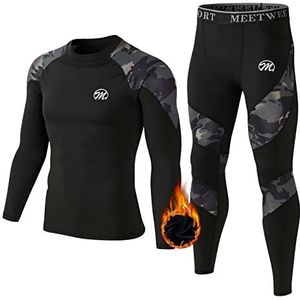 MEETWEE Thermo-ondergoed voor heren, Camouflage Zwart, S