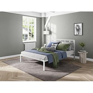 Novilla 30,5 cm metalen tweepersoonsbedframe, 4FT platformbedframe met hoofdeinde, technische ondersteuning van houten latten, solide steunbeen, opbergruimte voor onderbed, tweepersoons (135 x 190