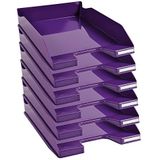 Exacompta - ref. 113220D - Set van 6 Brievenbakken COMBO MIDI - Afmetingen: 34,6 x 25,5x 6,5 cm - voor A4 documenten + - kleur paars glanzend