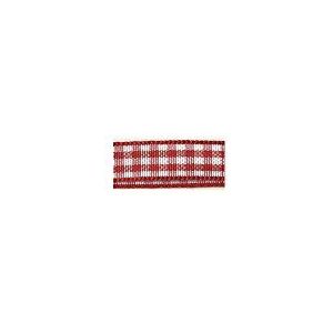 RAYHER HOBBY 5540718 Rood en wit ginghamlint, 6 mm lint met ruitpatroon, voor knutselen, kransen maken en cadeauverpakking, 10 m