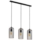 Eglo Newtown hanglamp, 3-vlammige vintage hanglamp, retro hanglamp van staal, kleur: zwart, fitting: E27