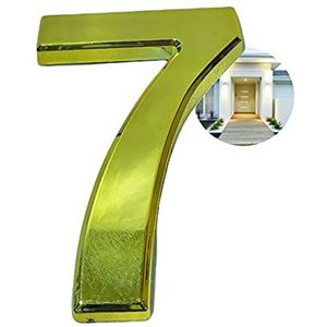 PARENCE - Deurnummer 3D - 10 cm - Premium geborsteld kunststof - glanzend gouden effect - extra sterke lijm - deurnummer, straat, huis (7, goud) PARC001