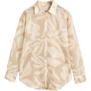 REL Palm Print COT Silk Shirt, Dry Sand, 42