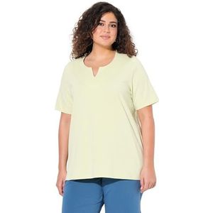 Ulla Popken Dames grote maten grote maten plus size T-shirt, A-lijn, tuniekhals, halve mouwen, groen (pistache), 42-44
