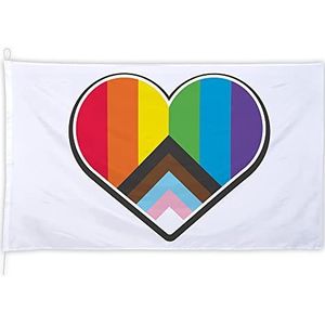 Boland 44691 - Regenboog LGBTQ Vlag Progress XXL, formaat 200 x 300 cm, Pride, feestdecoratie, hangende decoratie voor themafeest en Pride